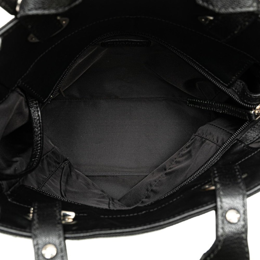 CHANEL Paris Biarritz PM Tote Bag Shoulder A34208 Black Leather Canvas Women's - Picture 4 of 8